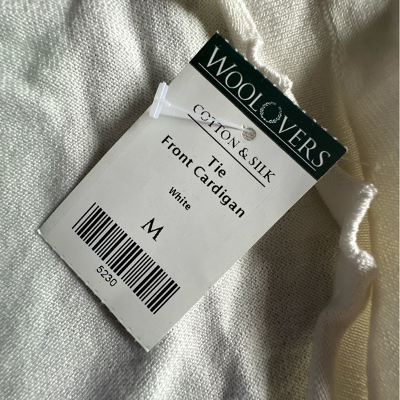 WoolOvers Optic White Wrap Cardigan Sweater Made from a Cotton/Silk Blend - Picture 8 of 16